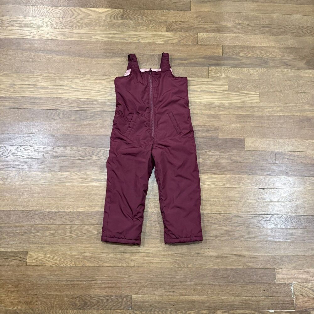 Old Navy Burgundy Pink Insulated Snow Winter Bib Overalls Toddler Girls Sz 4T